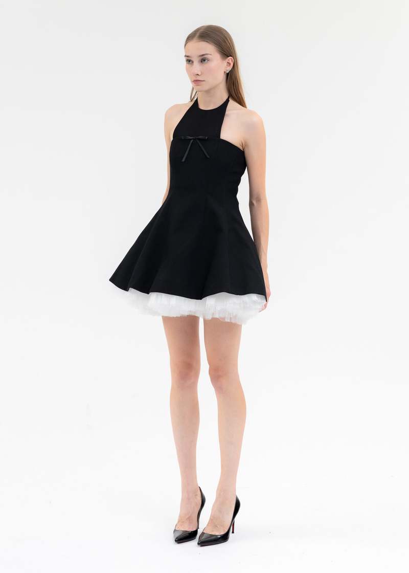 what colour tights to wear with a black dress HAPPY CLOTHING Black PLEATED PUFFY SLEEVED MESH MAXI DRESS