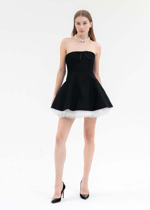 Shushu/Tong Two-Piece Strapless Puffy Dress - Black | Garmentory