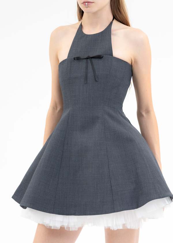 Shushu/Tong Two Piece Strapless Puffy Dress - Grey | Garmentory