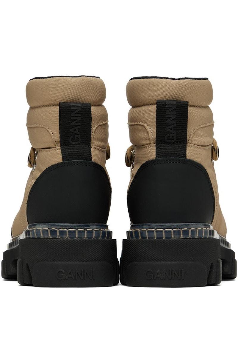 【関税込み】GANNI ベージュ Cleated ハイキングブーツ GANNI Beige Cleated Hiking Boots - 177 Tiger's Eye | Garmentory