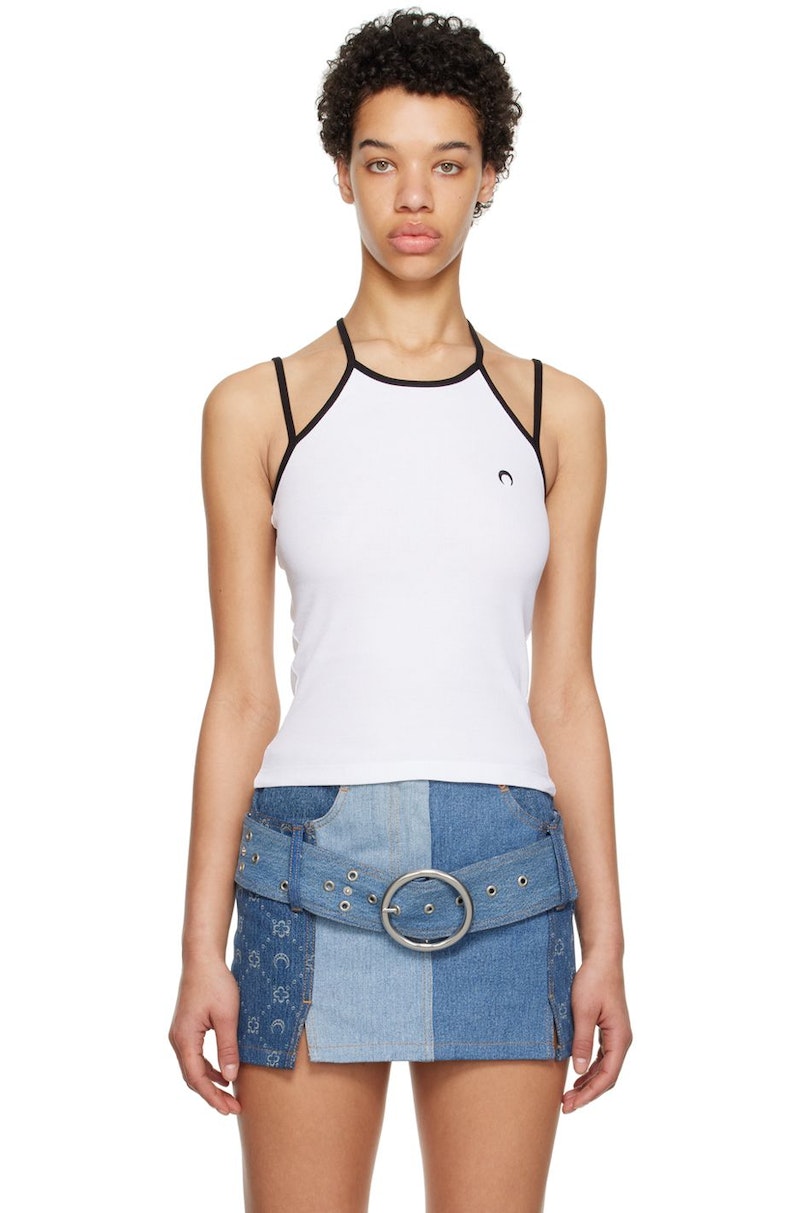 MARINE SERRE White Tennis Court Tank Top - White | Garmentory