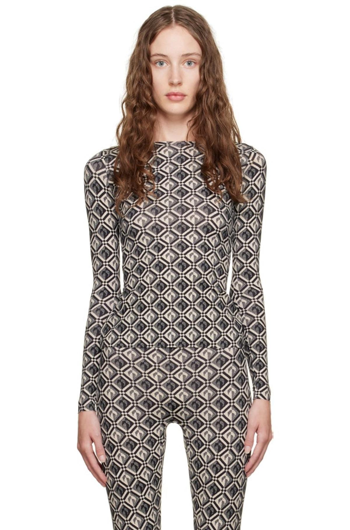 Marine Serre Moon Diamant Long Sleeve T-Shirt - Black | Garmentory