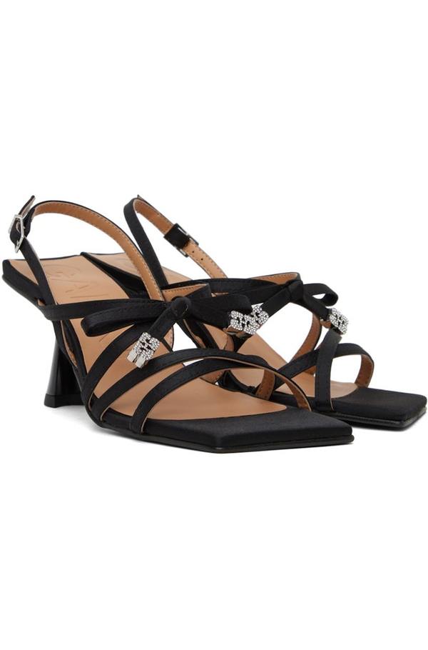 Ganni Butterfly High Bow Heeled Sandals - Black | Garmentory