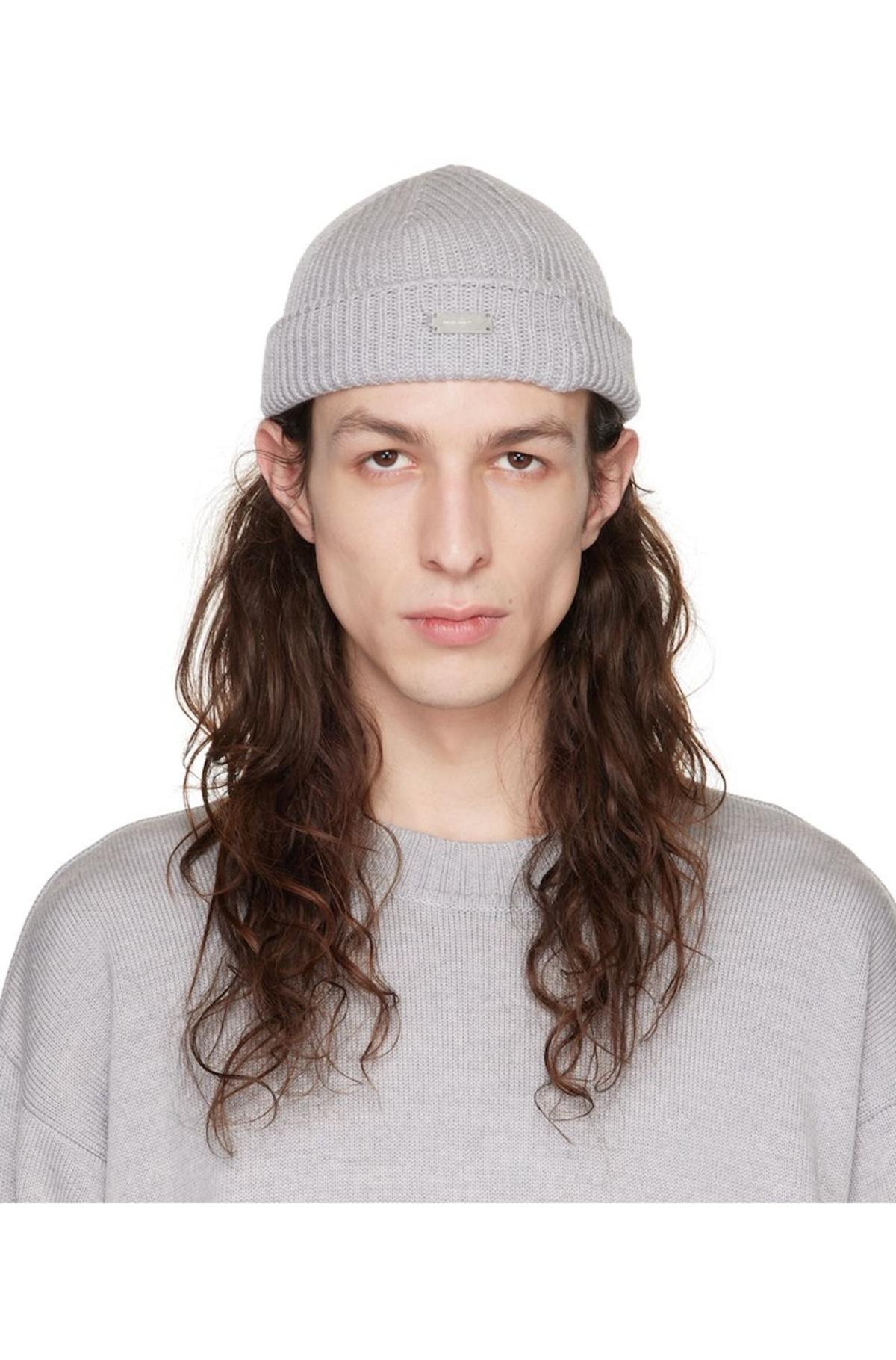 【未使用品】Heliot Emil ビーニー HELIOT EMIL Black Relief Beanie Heliot Emil