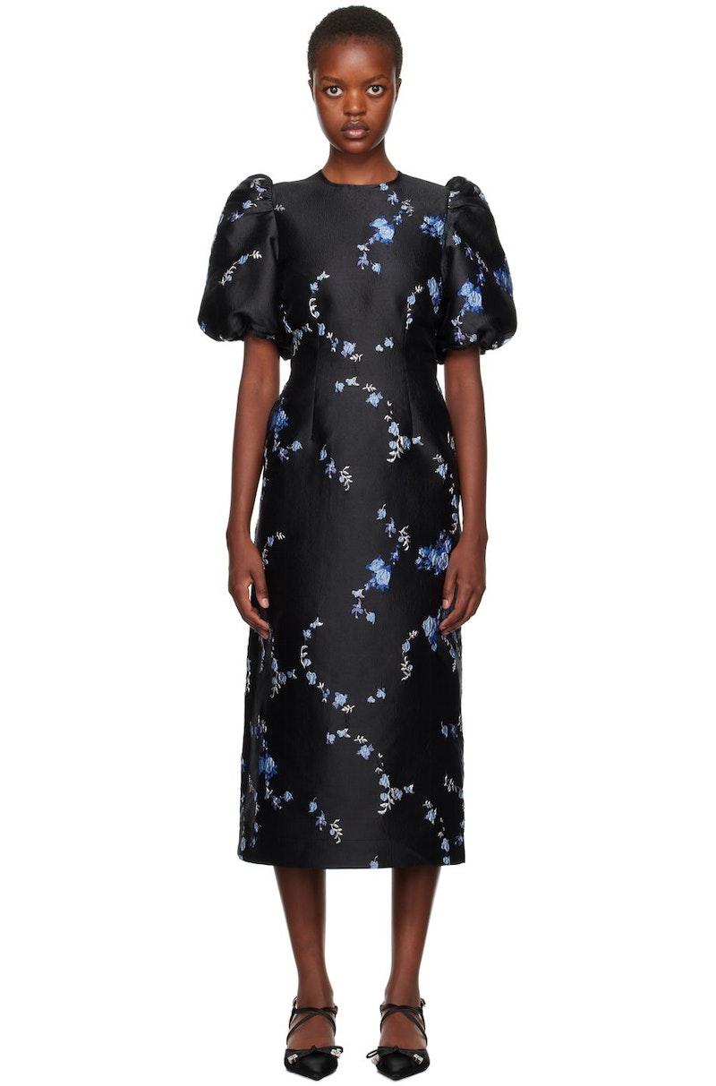 ganni jacquard midi dress GANNI Metallic Jacquard Midi Dress