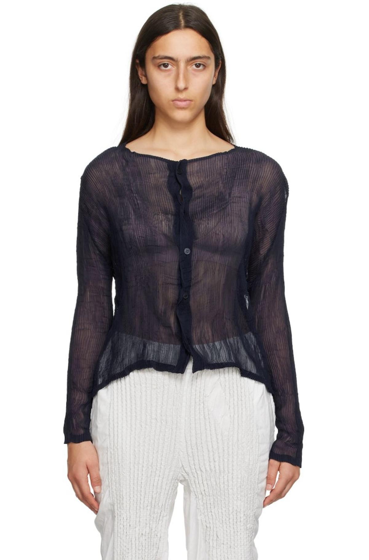 Issey Miyake Twist 1 Cardigan - Navy | Garmentory