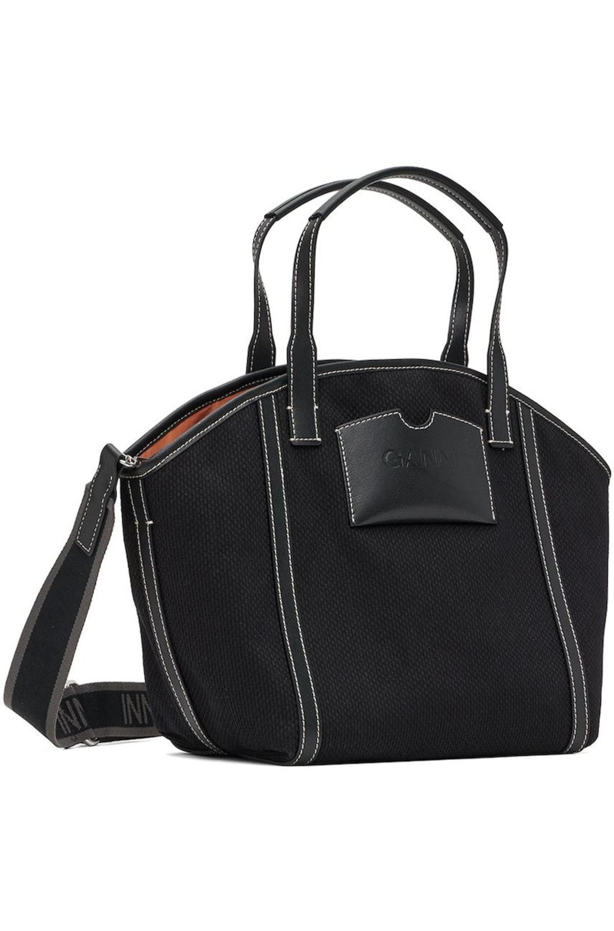 GANNI-Black-Small-Banner-Tote-