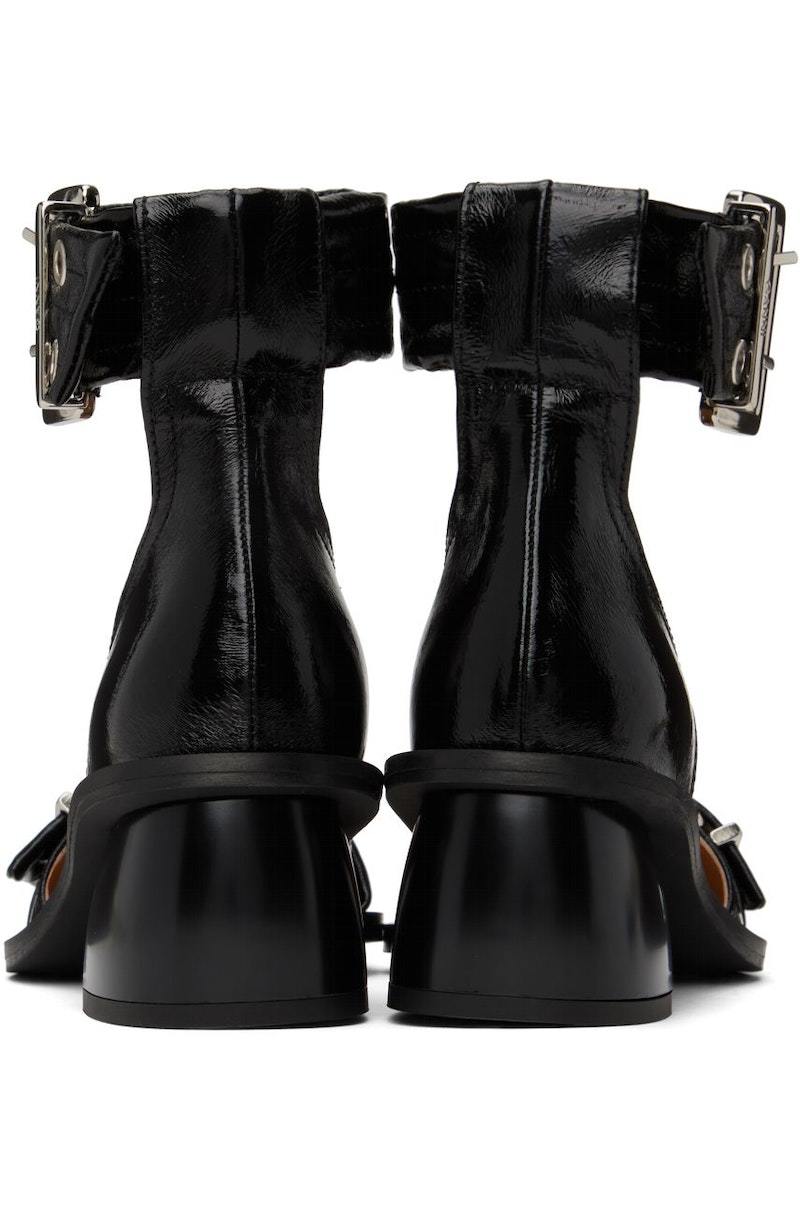Ganni Chunky Buckle Heels - Black | Garmentory