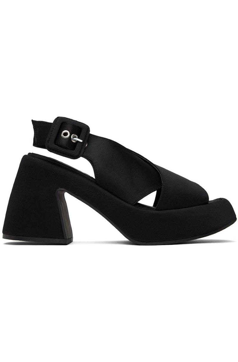 Ganni Retro Platform Heeled Sandals - Black | Garmentory