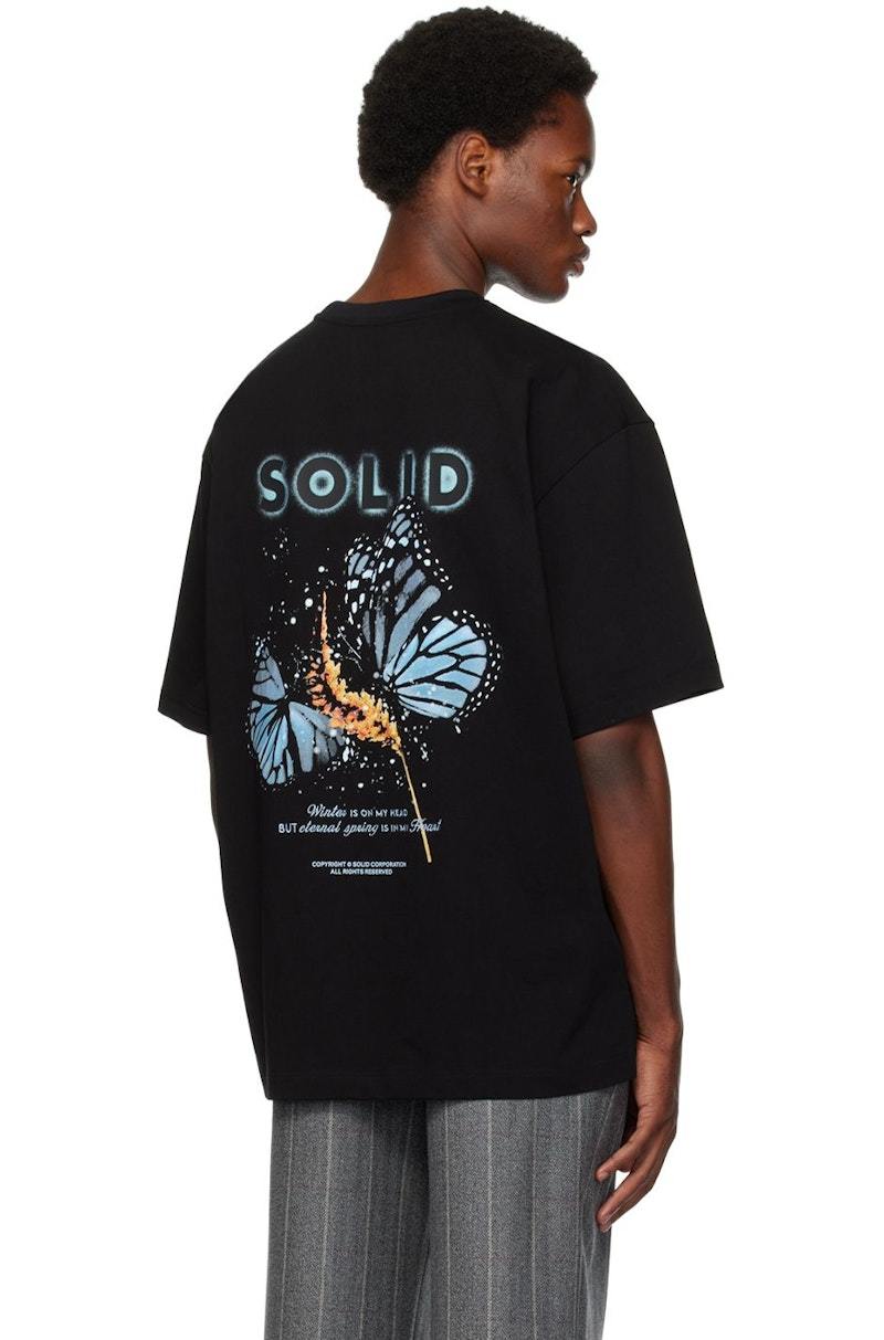【関税込み】Solid Homme ブラック Butterfly Tシャツ solid homme Butterfly T-Shirt - Black | Garmentory