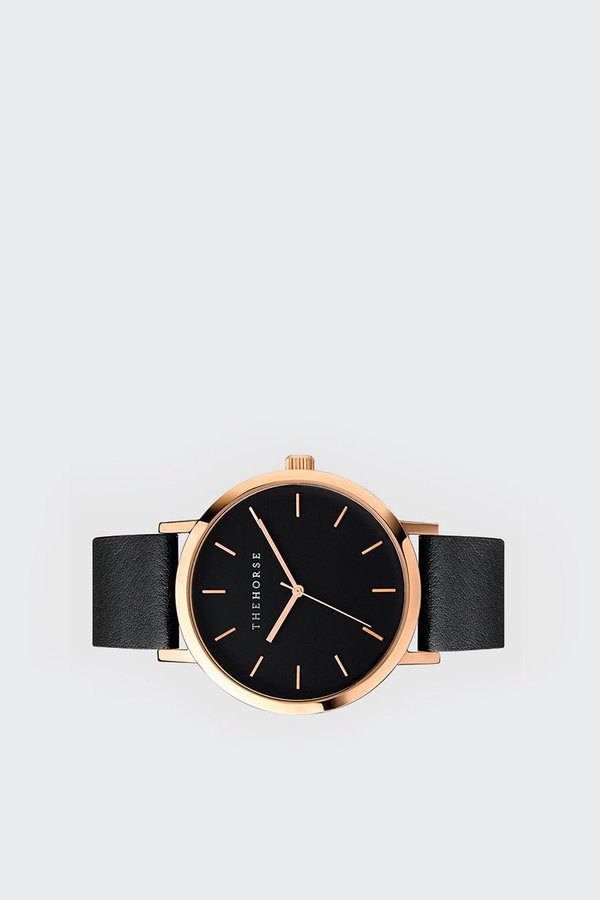 The Horse Original Watch rose gold/black face/black leather