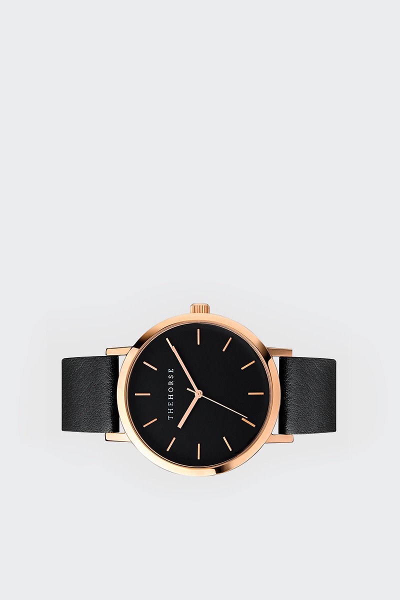 The Horse Original Watch rose gold/black face/black leather