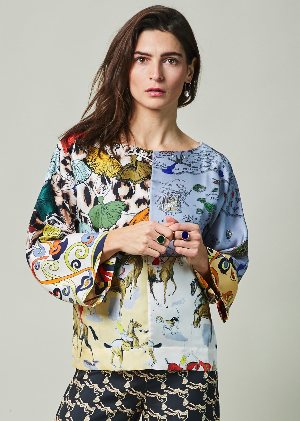 La Prestic Ouiston Julie Patchwork Silk Top - Image 1 of 6