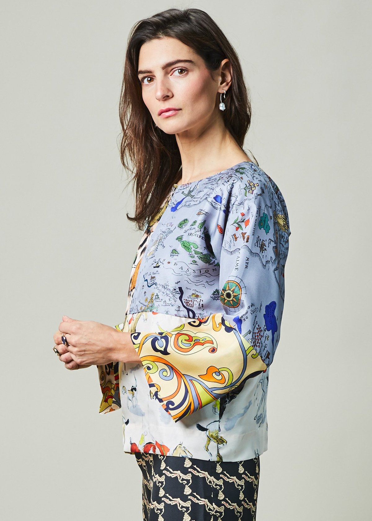 La Prestic Ouiston Julie Patchwork Silk Top - Image 3 of 6