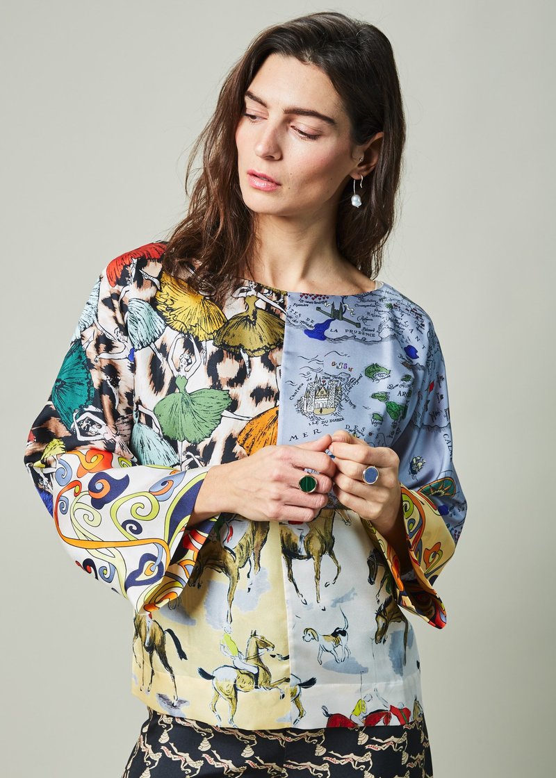 La Prestic Ouiston Julie Patchwork Silk Top