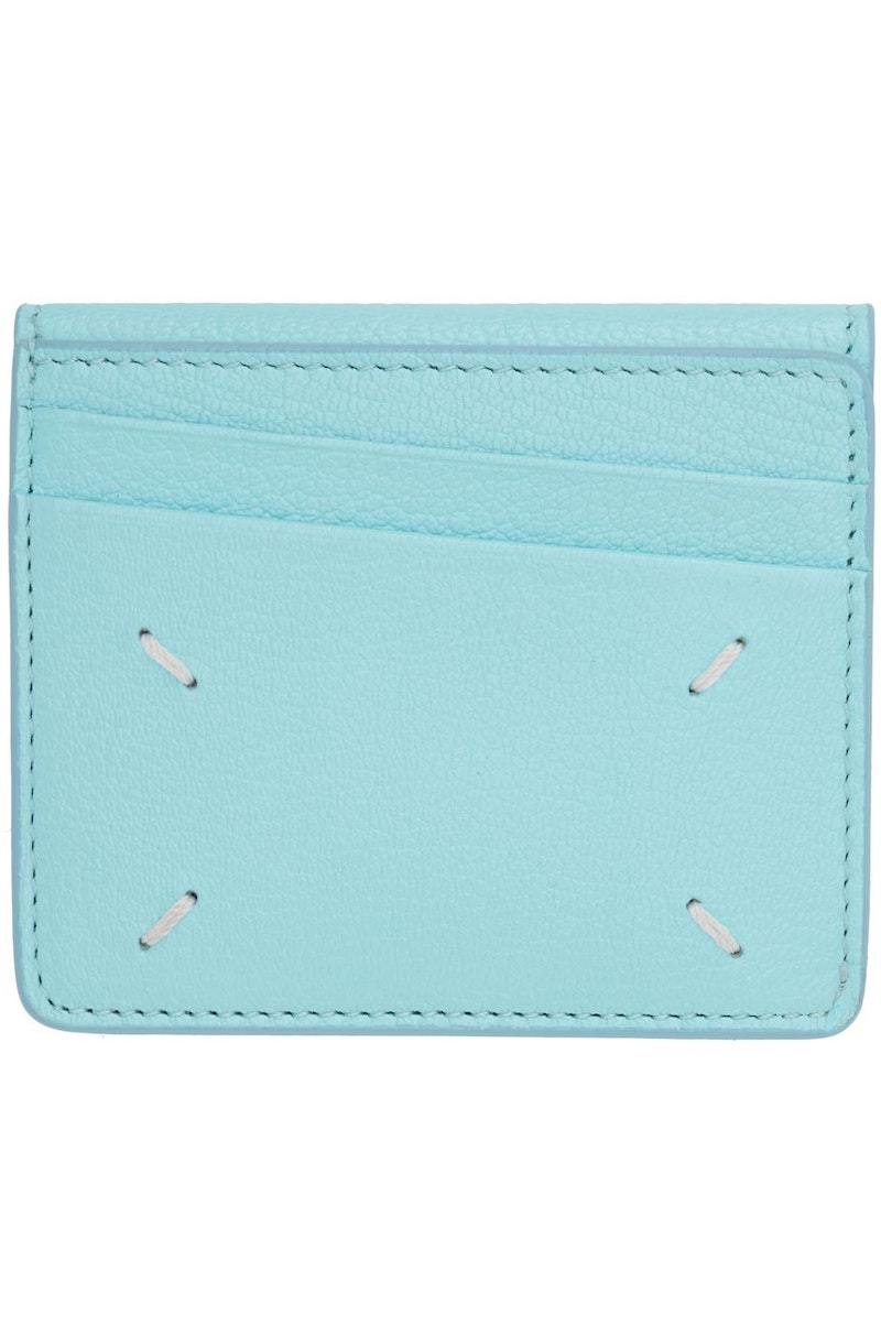 【Maison Margiela】4 STITCH CARD HOLDER-Aqua Maison Margiela Blue Four Stitches Card Holder - Aqua