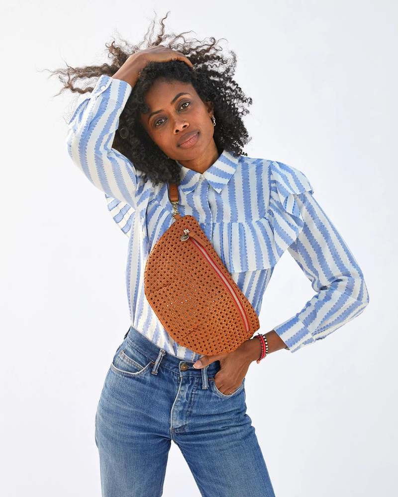 Clare Grande Fanny Rattan Tan