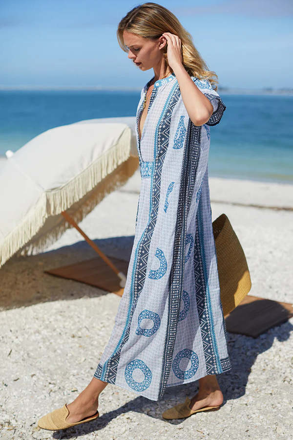 Emerson Fry Emerson Long Caftan - Cerulean Organic | Garmentory