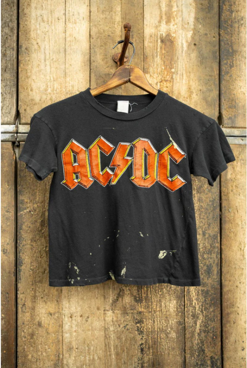 Madeworn AC/DC Back In Splatter Crop - Coal | Garmentory