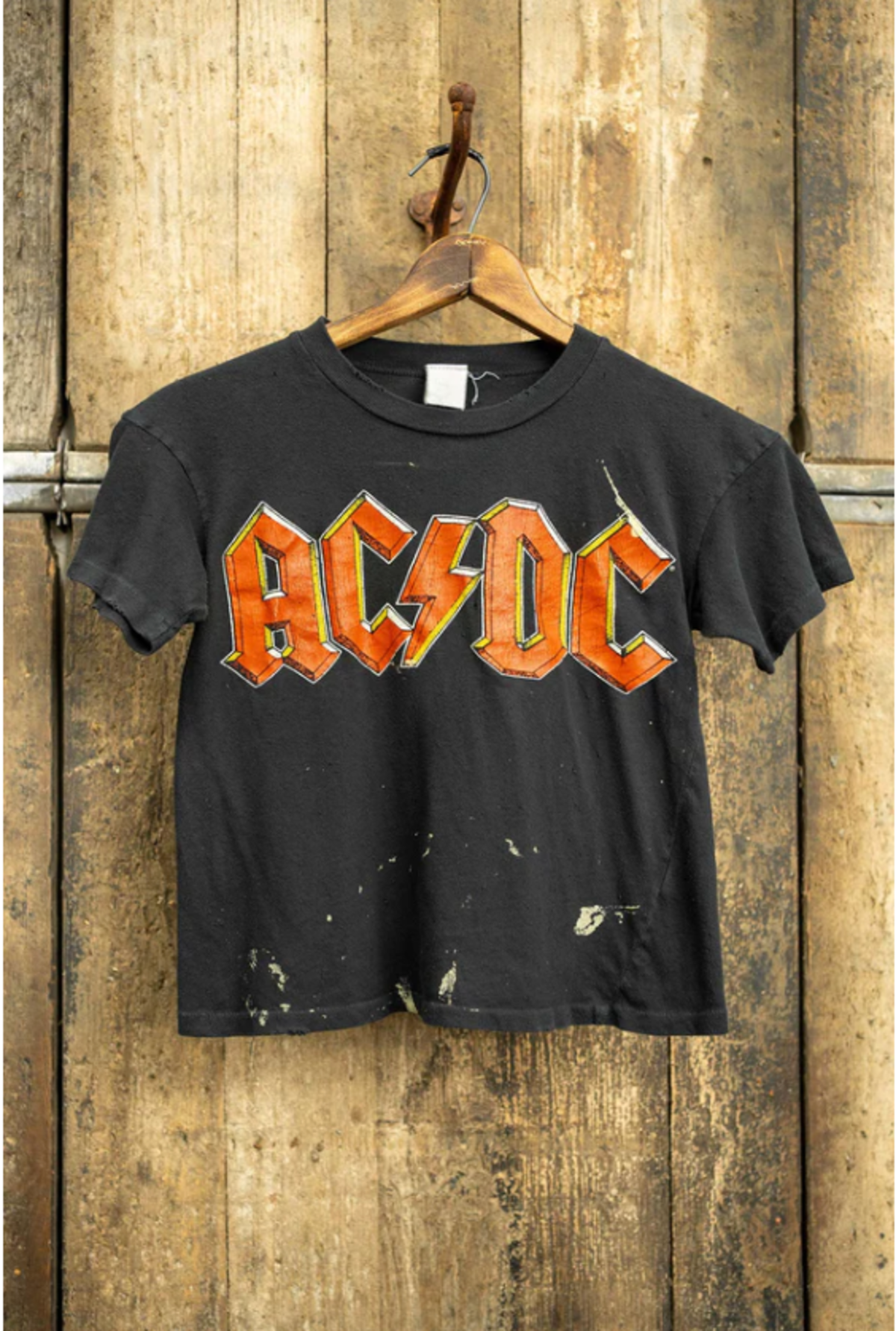 Madeworn AC/DC Back In Splatter Crop - Coal | Garmentory