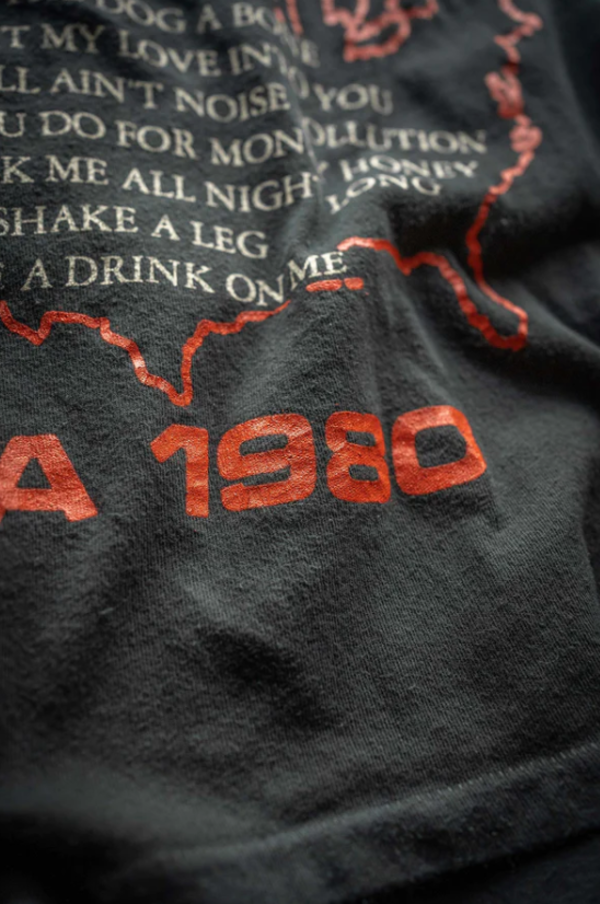 Madeworn AC/DC Back In Splatter Crop - Coal | Garmentory