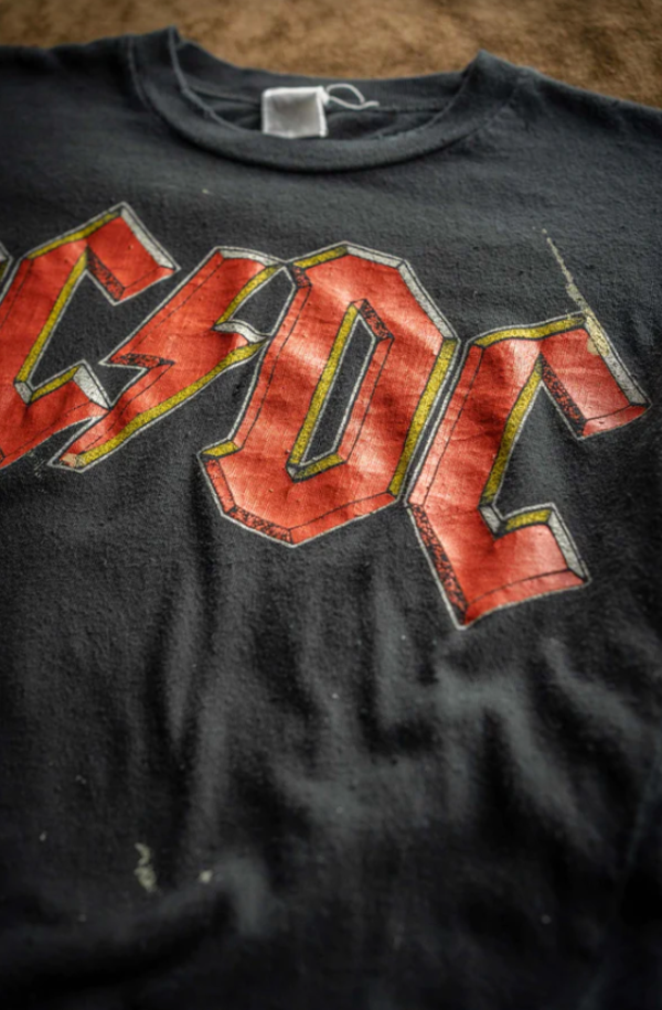 Madeworn AC/DC Back In Splatter Crop - Coal | Garmentory