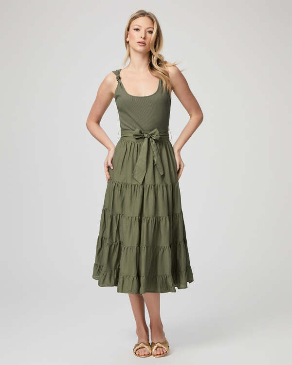 green emerald velvet dress Green Stripe Vintage Embroidery Paige Mini Dress main image 0