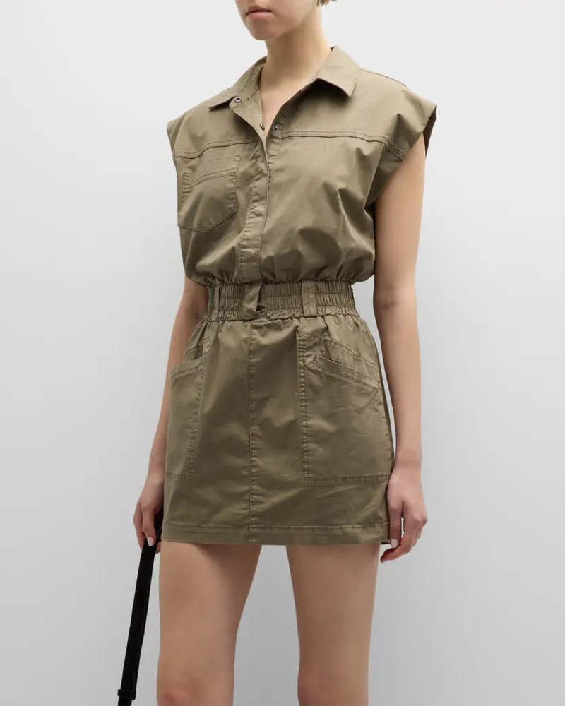 Pistola Rosie Smocked Waist Mini Dress - Dark Olive | Garmentory
