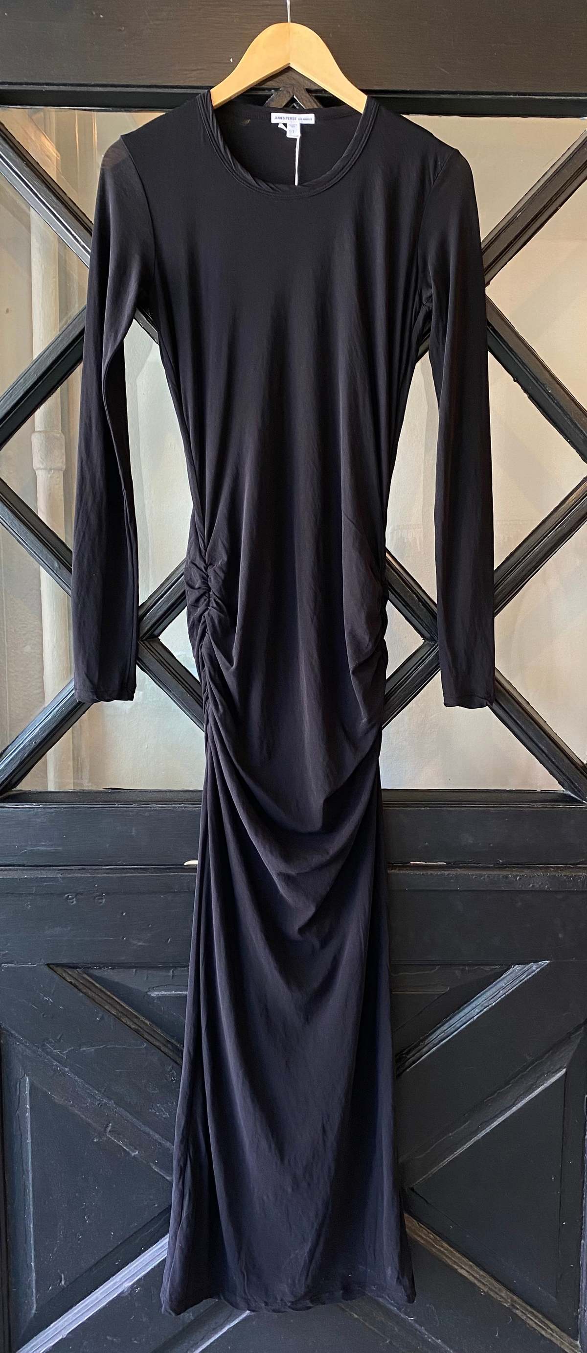 James Perse Skinny Crew Long Sleeve Dress - Black James Perse Skinny Crew Long Sleeve Dress - Black
