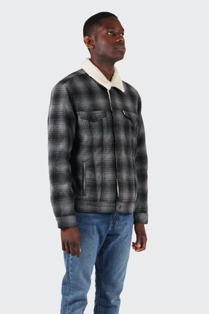 checkered sherpa jacket