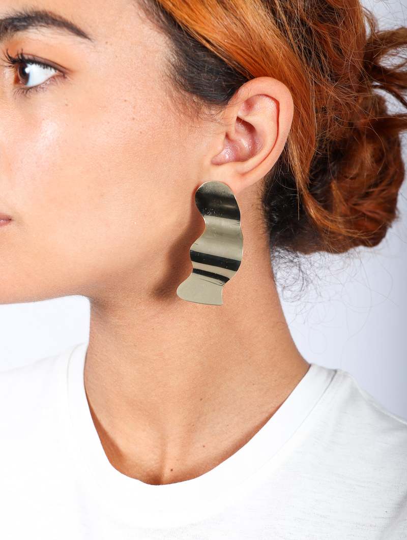 Issey Miyake Sculptures Earrings - Gold Brass | Garmentory