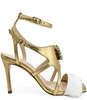 Fratelli Russo Leather Open Toe Feather Pump - Gold - Thumbnail 1