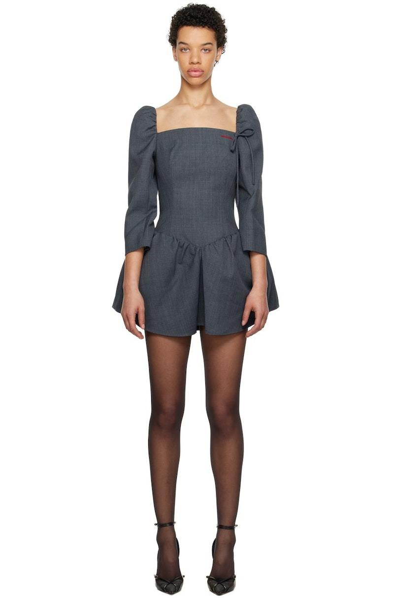 shushu tong grey dress SHUSHU/TONG Gray Layered Minidress Shushu/Tong