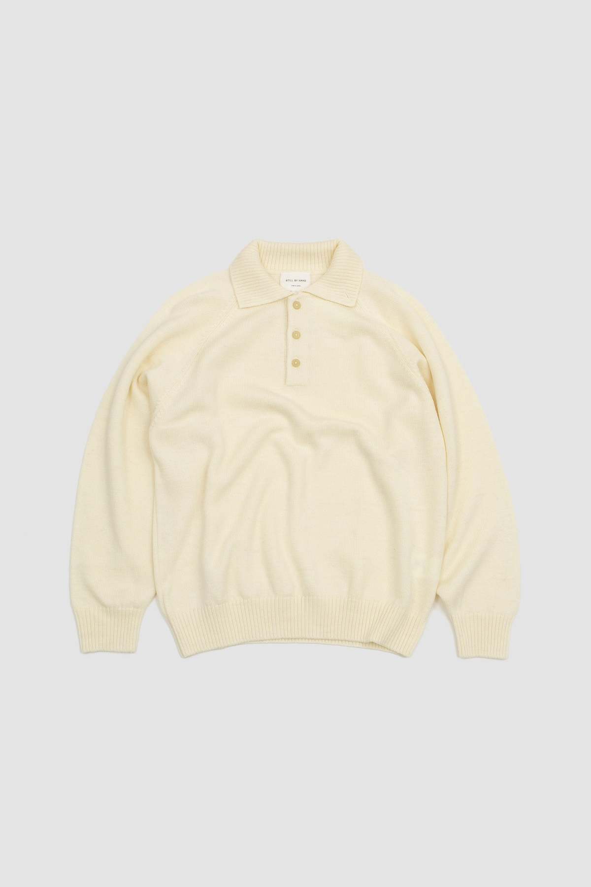 トップス STILL BY HAND Paper mixed knit polo Still By Hand 7G Knitted Polo - Ecru | Garmentory