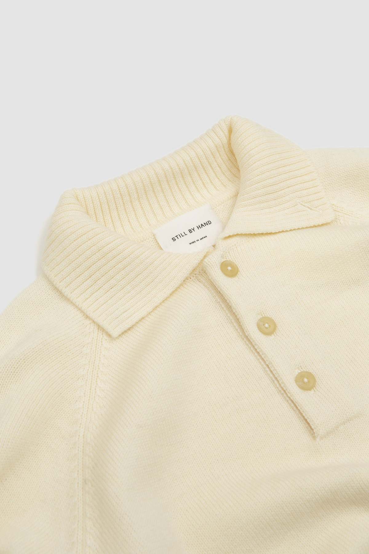 トップス STILL BY HAND Paper mixed knit polo Still By Hand 7G Knitted Polo - Ecru | Garmentory