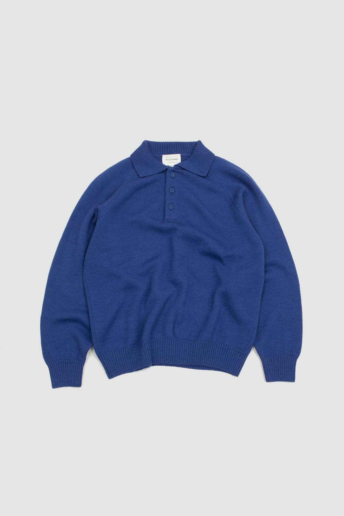 【STILL BY HAND】KNIT POLO Still By Hand 7G Knitted Polo - Royal Blue | Garmentory
