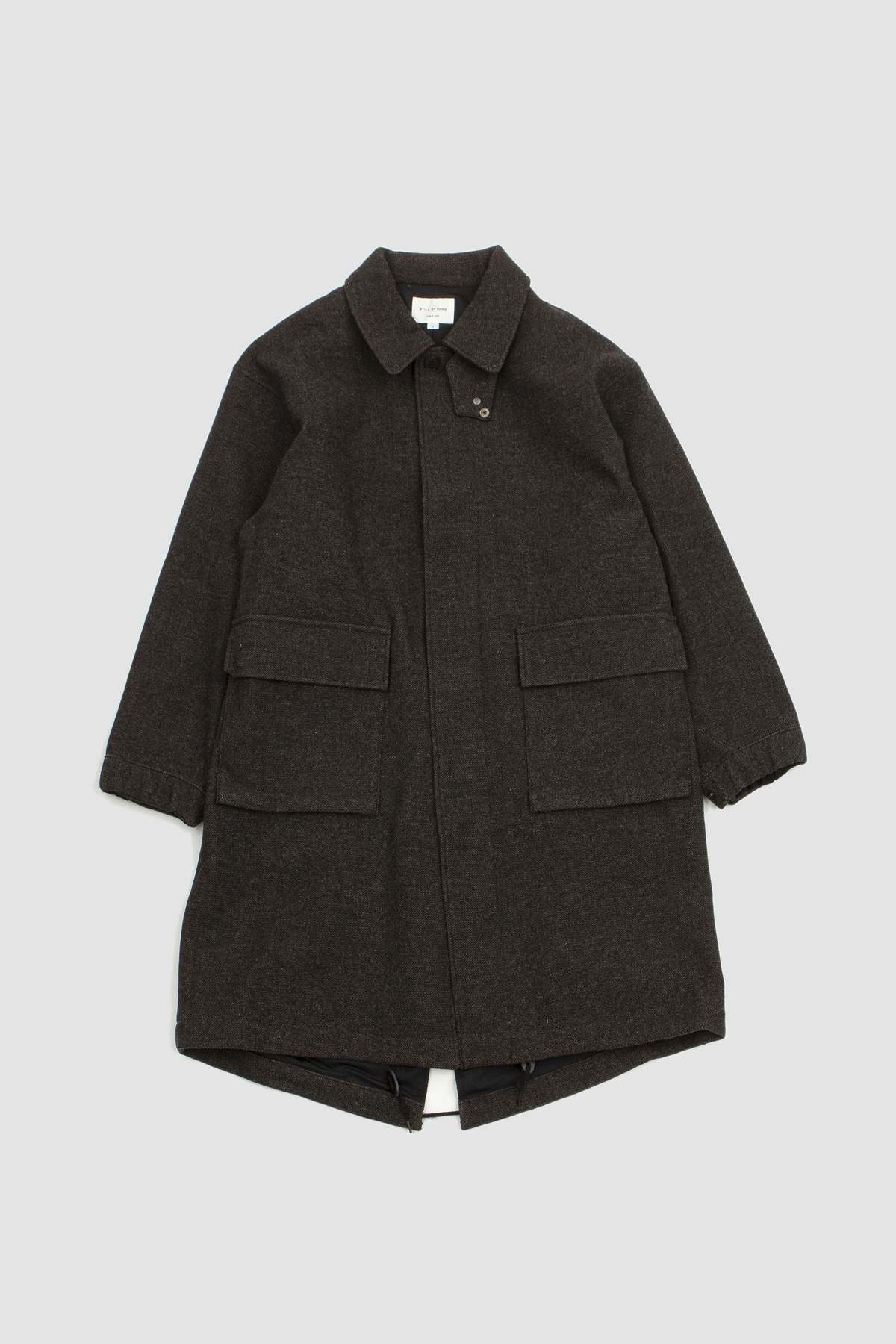 Still By Hand Tweed Fishtail Coat - Dark Brown | Garmentory