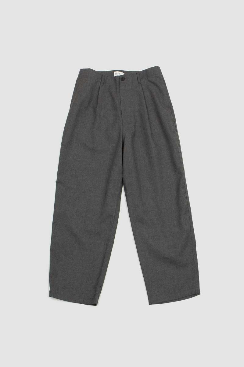 パンツ MIX TUCK DESIGN WIDE SLACKS GRAY Wide Leg Trousers With Skirt Overlay Gray for Women / High
