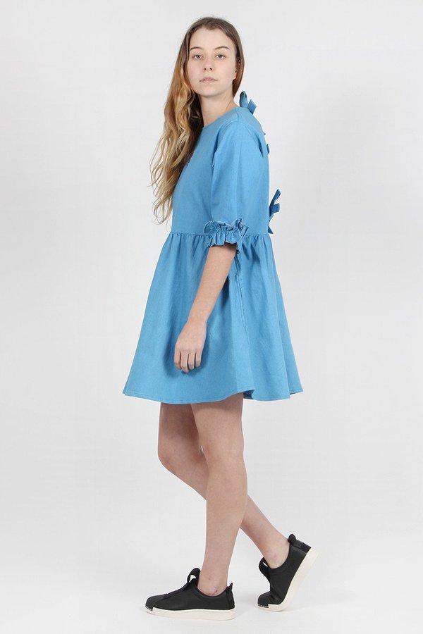 white christmas dresses SO ME Denim Bow Front Mini Dress – Beach Rose Co main image 0