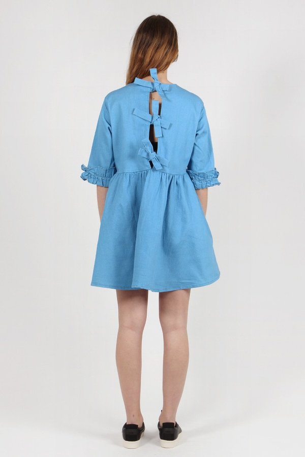 lazy oaf denim dress Lazy Oaf X Hello Kitty Women Pinny Dress Blue (Denim)