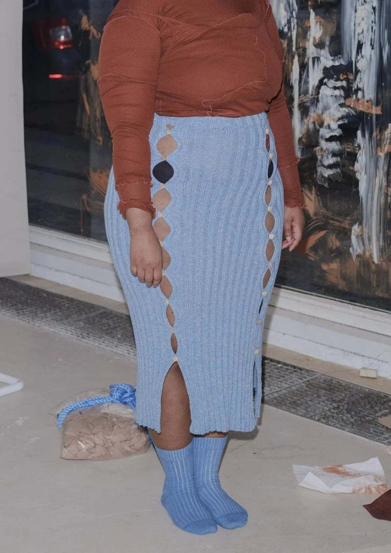 Baserange Loulou Skirt - Blue Melange | Garmentory