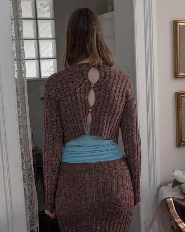 カーディガン Baserange Macau cardigan Baserange Macau Cardigan - Grey Brown Melange | Garmentory
