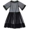 Ali Golden SIDE RUFFLE MESH DRESS - BLACK - Thumbnail 8