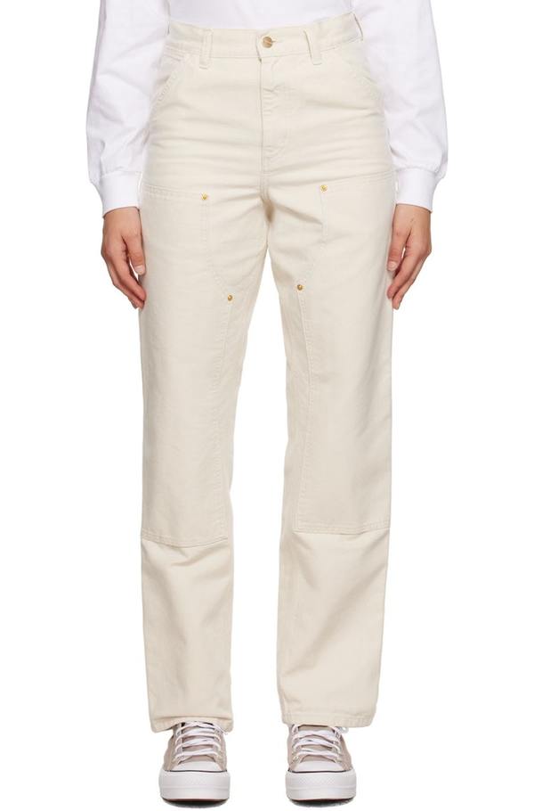 Carhartt Work In Progress Off-White Double Knee Trousers - Salt