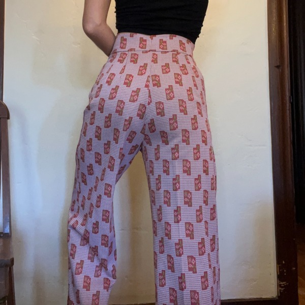 70s Shortcake Gingham Wide leg Pants