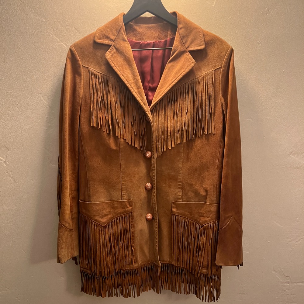 Vintage 50s Mid-Western Sport Togs Brown Leather Fringe Jacket, Sz