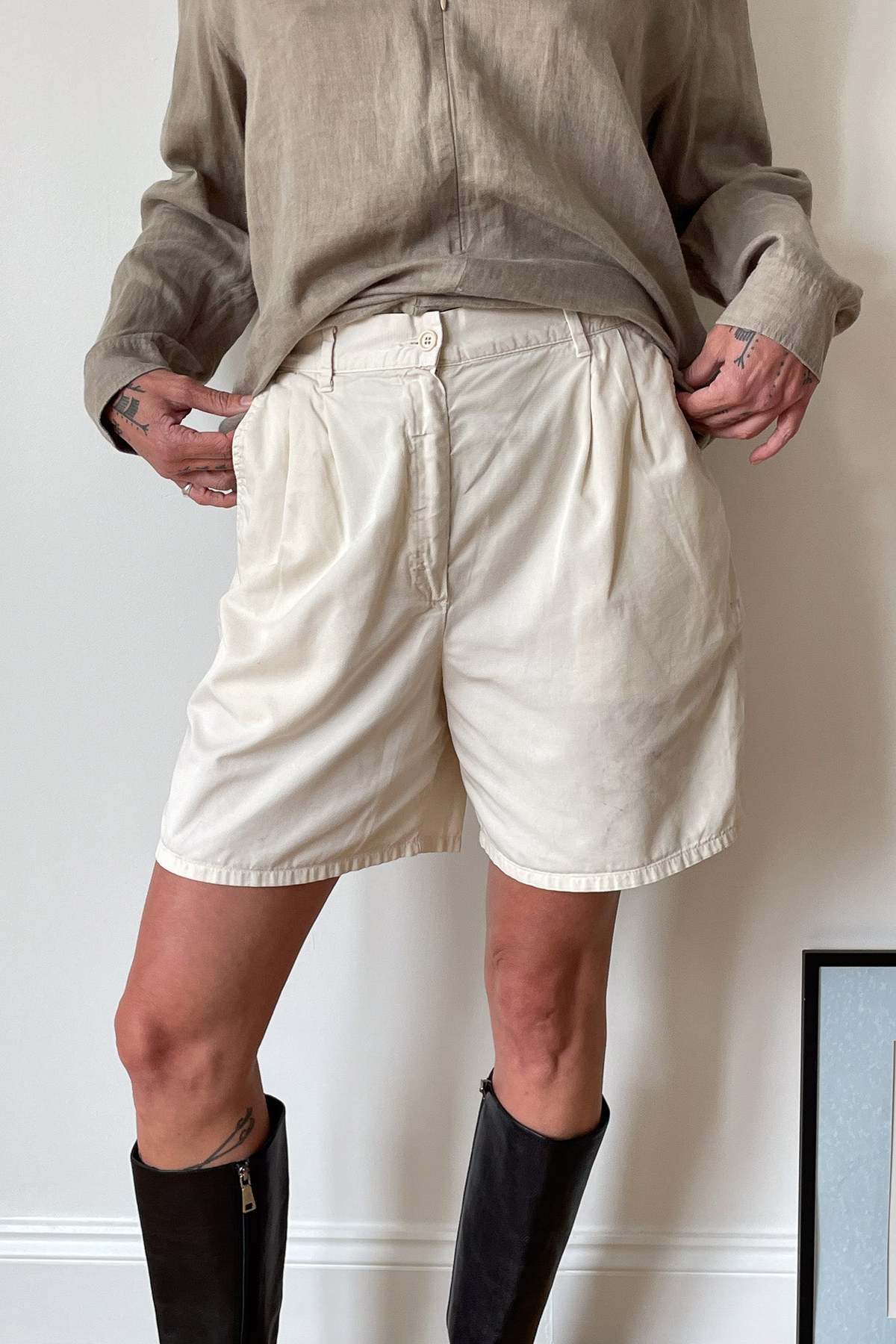 United Colors Of Benetton Damen Shorts – Baumwoll-Bermuda Mit Logo-Stickerei