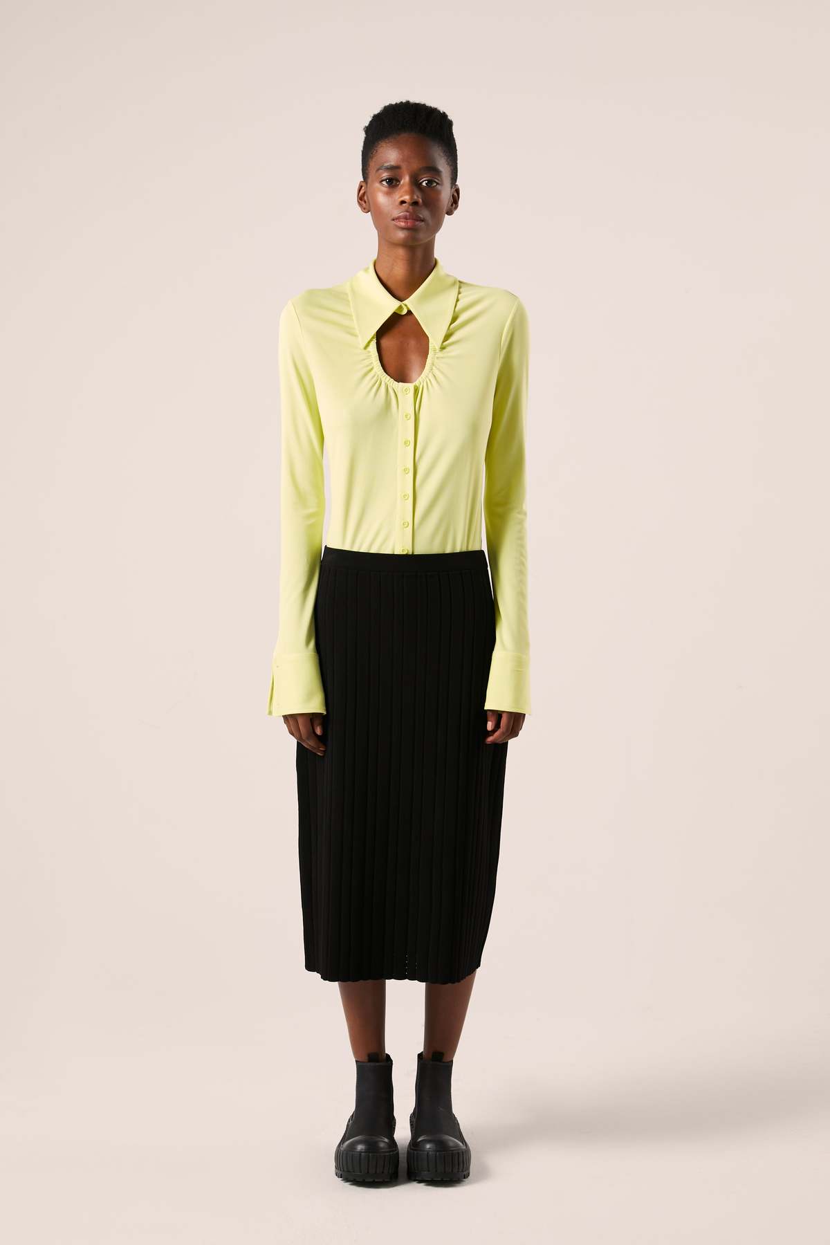 【美品】PROENZA SCHOULER 長袖ニット　シルク55％　定価6万 Proenza Schouler Keyhole Top - Lime Green | Garmentory