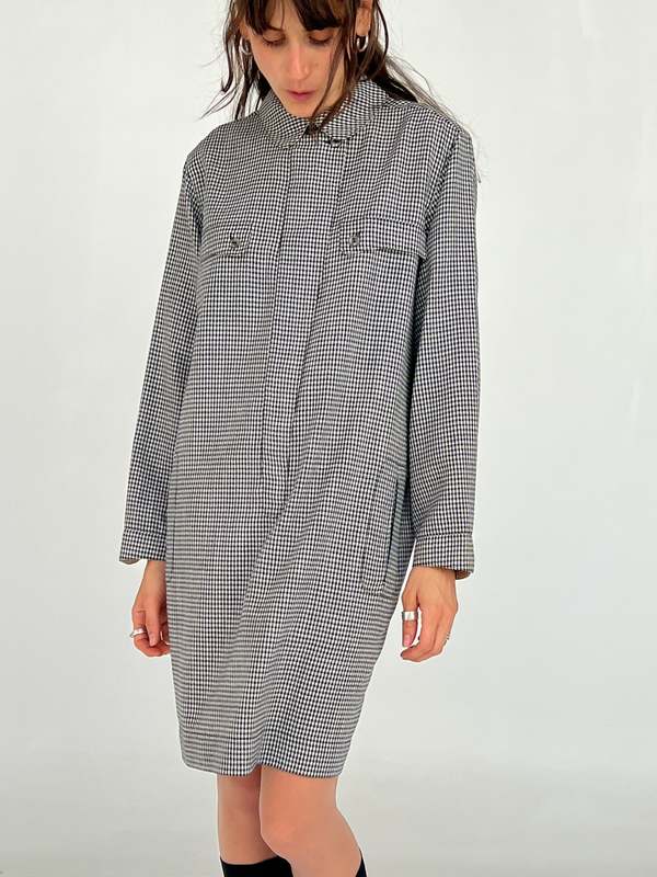 Geoffrey Beene Check Shirtdress - Black/White | Garmentory Geoffrey Beene Check Shirtdress - Black/White | Garmentory