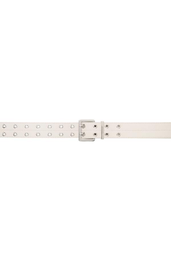 Wide Adjustable Belt Off-White Leather Eyelets WYCGMSL Double Rivet Grommet Leather Belt For Women Men  main image 2